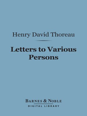 cover image of Letters to Various Persons (Barnes & Noble Digital Library)